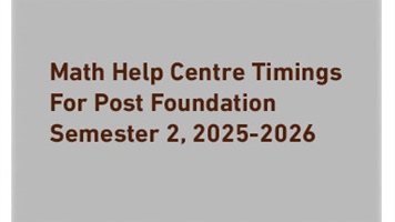 Math Help Centre timings for Post Foundation - Semester 2, 2025-2026