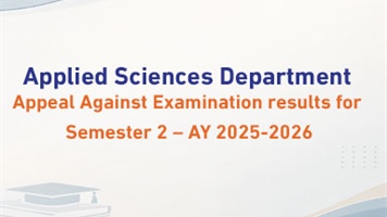 Applied Sciences Department -Appeal Against Examination results for Semester 2 – AY 2025-2026