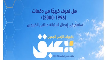 عرض استبانة استطلاع آراء خريجي الأعوام 1996-2000 حول المشاركة في ملتقى عبق 3