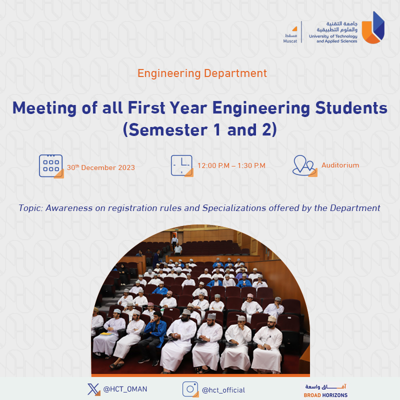First Year Engineering Course Engineering Department - Meeting of all First Year Engineering Students ...