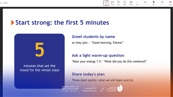 Workshop on “Keeping Students Engaged During Online Classes”
