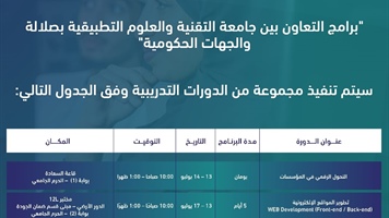 برامج التعاون بين جامعة التقنية والعلوم التطبيقية بصلالة والجهات الحكومية